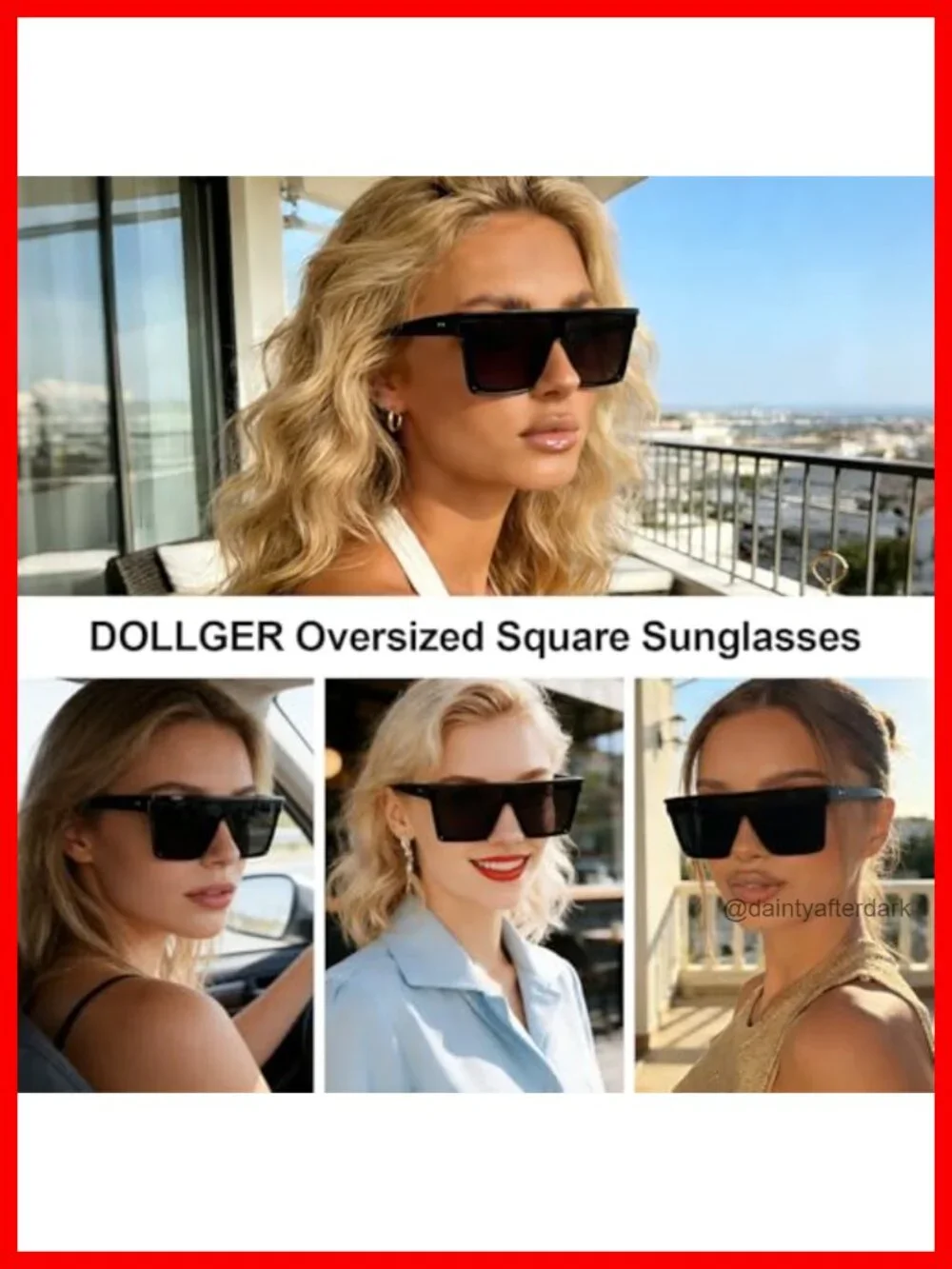 Oversized Square Flat Top Sunglasses Unisex UV400 Non-Polarized